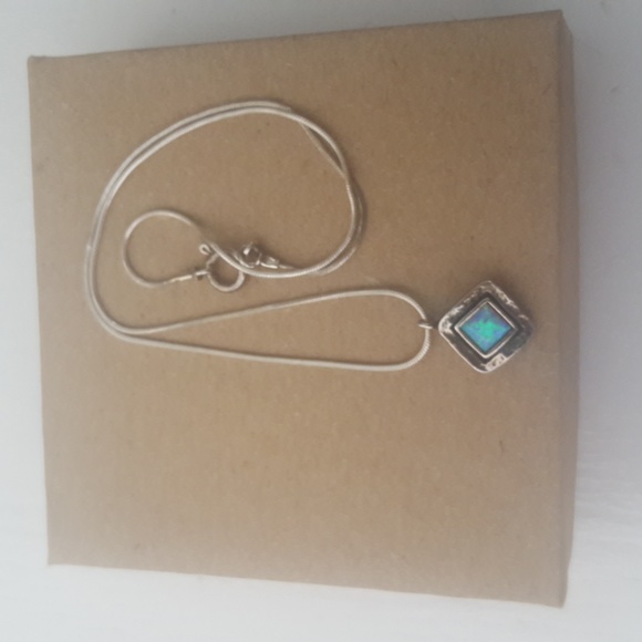 Magnolia Jewellery 925 Silver Necklace with Blue Opal Pendant - Picture 4 of 8